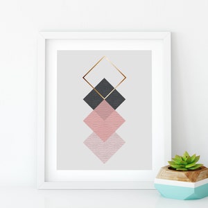 Pink and Bronze Geometric Scandi Printable Art Printables In Sizes To Fit 20 Frame Size Incl Extra Large Wall Art Prints image 7