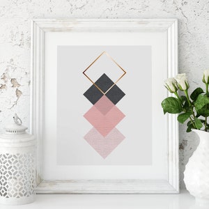 Pink and Bronze Geometric Scandi Printable Art Printables In Sizes To Fit 20 Frame Size Incl Extra Large Wall Art Prints image 4