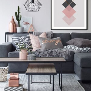 Pink and Bronze Geometric Scandi Printable Art Printables In Sizes To Fit 20 Frame Size Incl Extra Large Wall Art Prints image 3