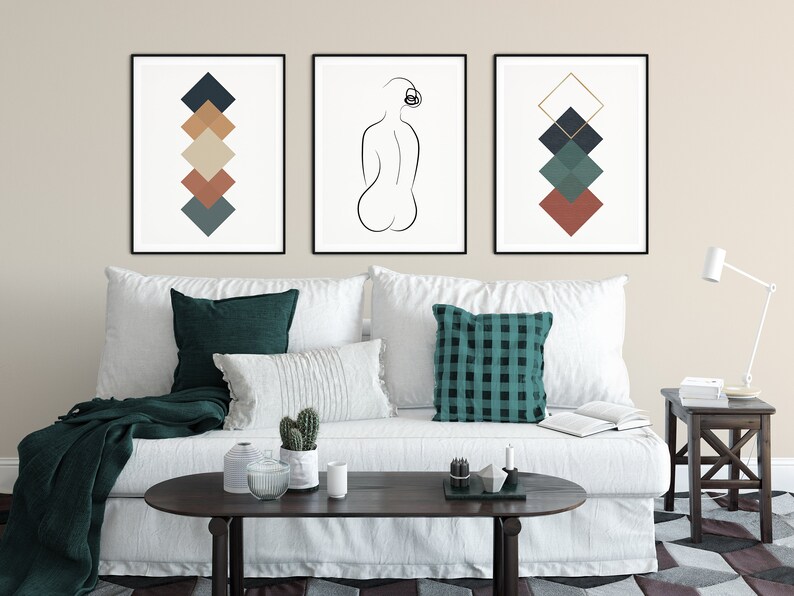 Earth Tones Neutral Abstract 4 Geometric Printable Wall Art Etsy Australia