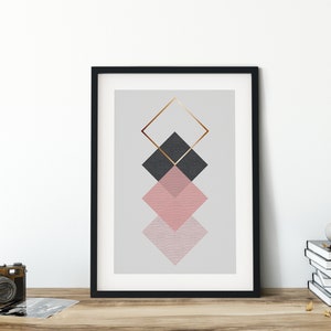 Pink and Bronze Geometric Scandi Printable Art Printables In Sizes To Fit 20 Frame Size Incl Extra Large Wall Art Prints image 5