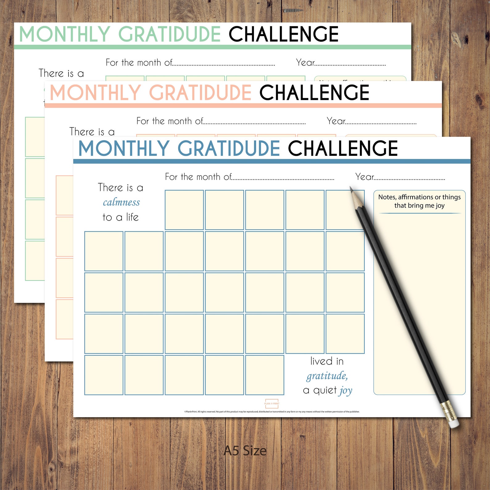 Value Bundle Gratitude Challenge Calendar for Self Care Etsy