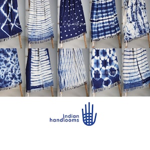 One of a Kind !! Indigo Throws Textile | Shibori Throws and Blankets | Wall Hanging | Hand Tie Dye | Authentic Hand Loom Blanket Wraps