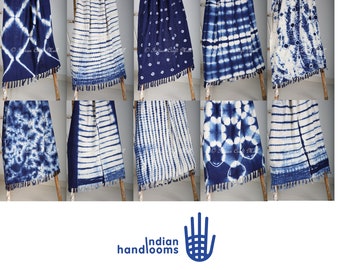 Beautiful Indigo Throws Textile | Shibori Throws and Blankets | Wall Hanging | Shibori Hand Tie Dye | Authentic Hand Loom Blanket Wraps