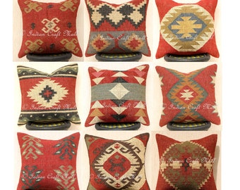 Kilim Pillow 18\u00d718inches Decorative Pillow Hemp Pillow Pillow Cushion Cover Turkish Kilim Pillow Throw Home Living Eclectic Tribal Pillow