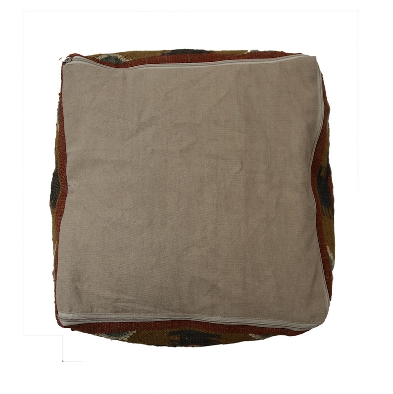 Handwoven Kilim Pouf Ottoman Cover Vintage Jute Wool Pouffe Etsy