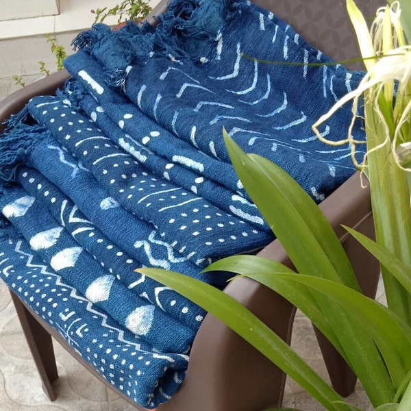 Indigo Throw Blanket Hand Block Printed | Mudcloth Bedding Sofa Couch Cover|  Handloom Textile Housewarming Gift 120x170 Cms