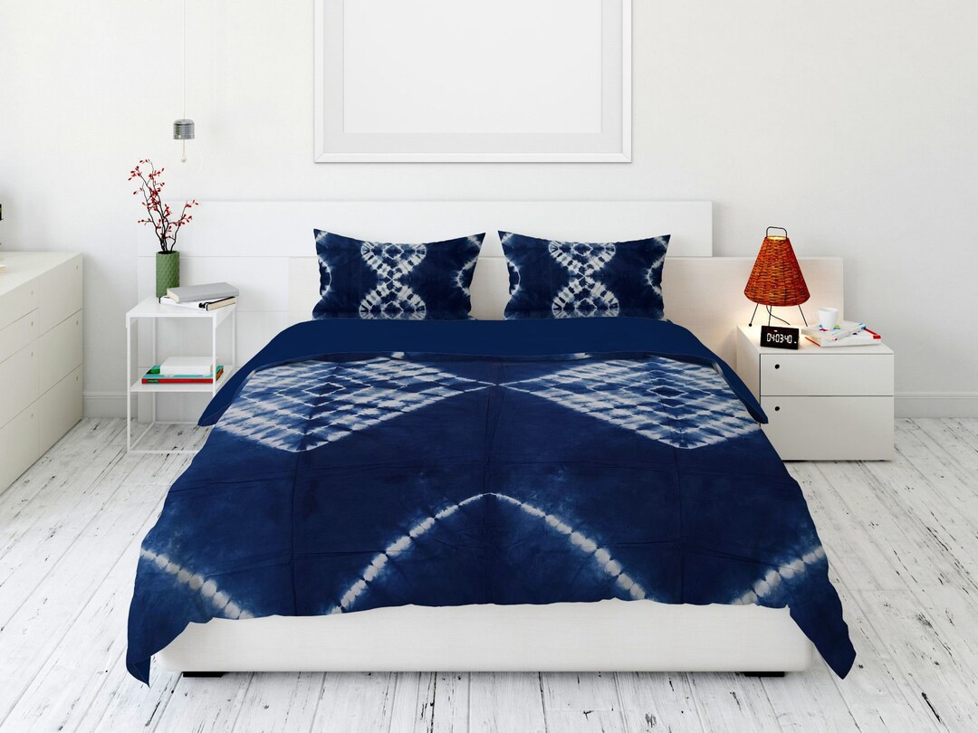 Luxury Indigo Quilt Cover Set Doona Cover With Pillow Covers Etsy