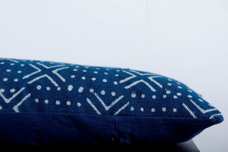 Indigo Mudcloth Throw Pillow Cover Extra Long Lumbar Etsy