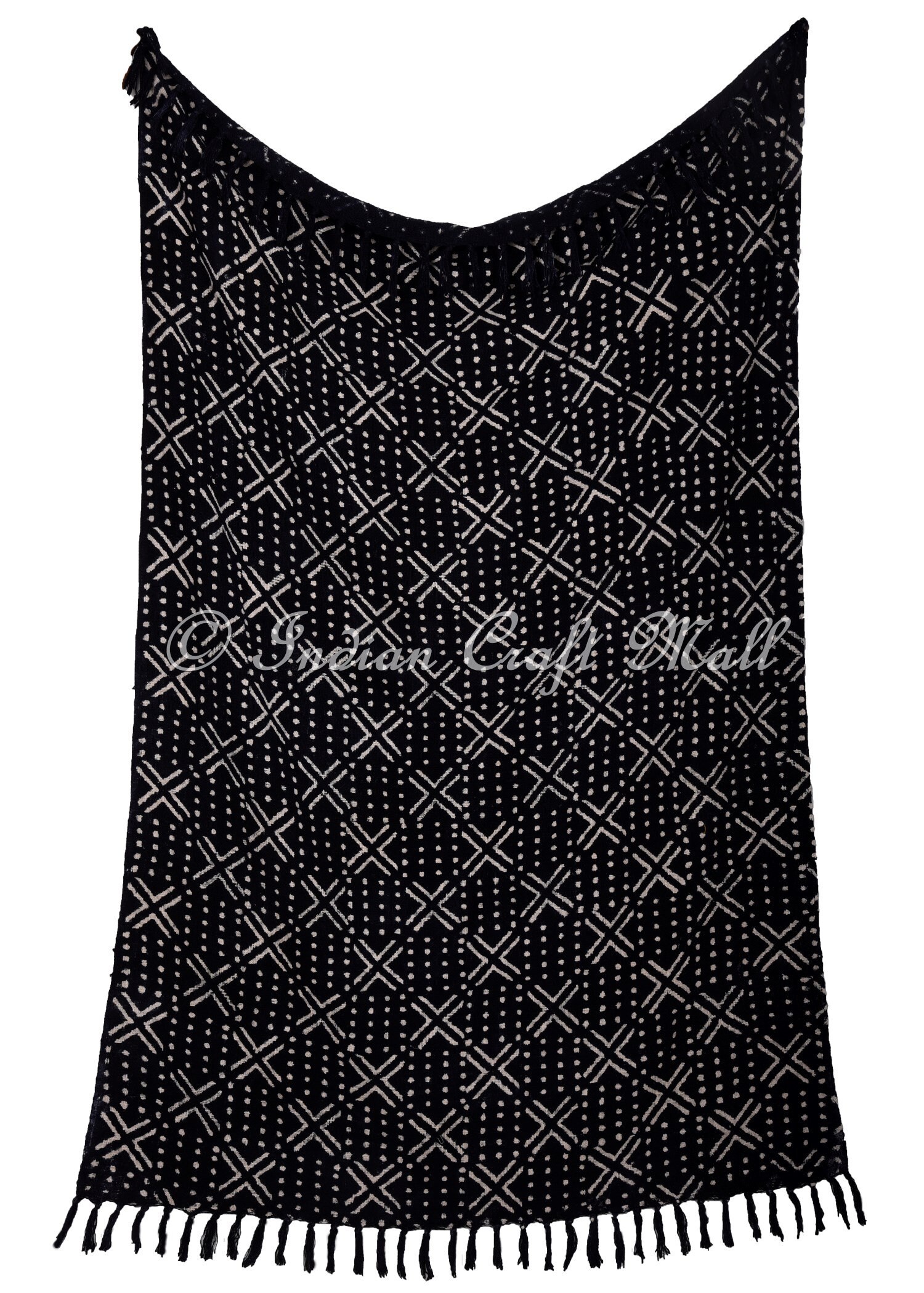 Mudcloth Black and White Throws Bed Linen With Tassels African Etsy