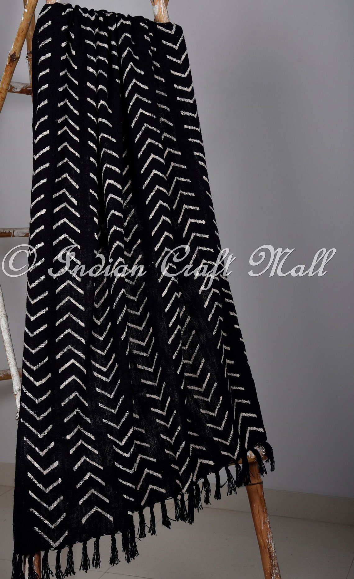 Black and White Throws Mudcloth Bedding Hand Block Print Etsy