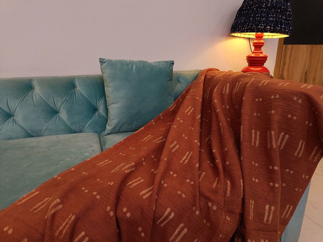 Rustic Block Printed Throw Blanket Hand Loom Mudcloth Throw Etsy