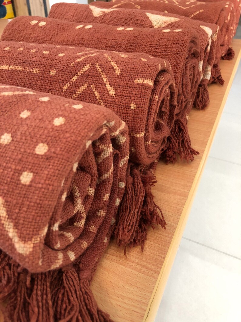 SALE Rust Mudcloth Throw Blankets Set of 5 Handloom / Hand Etsy
