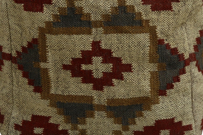 Handwoven Kilim Pouf Cover Vintage Jute Footstool Cover Large Etsy