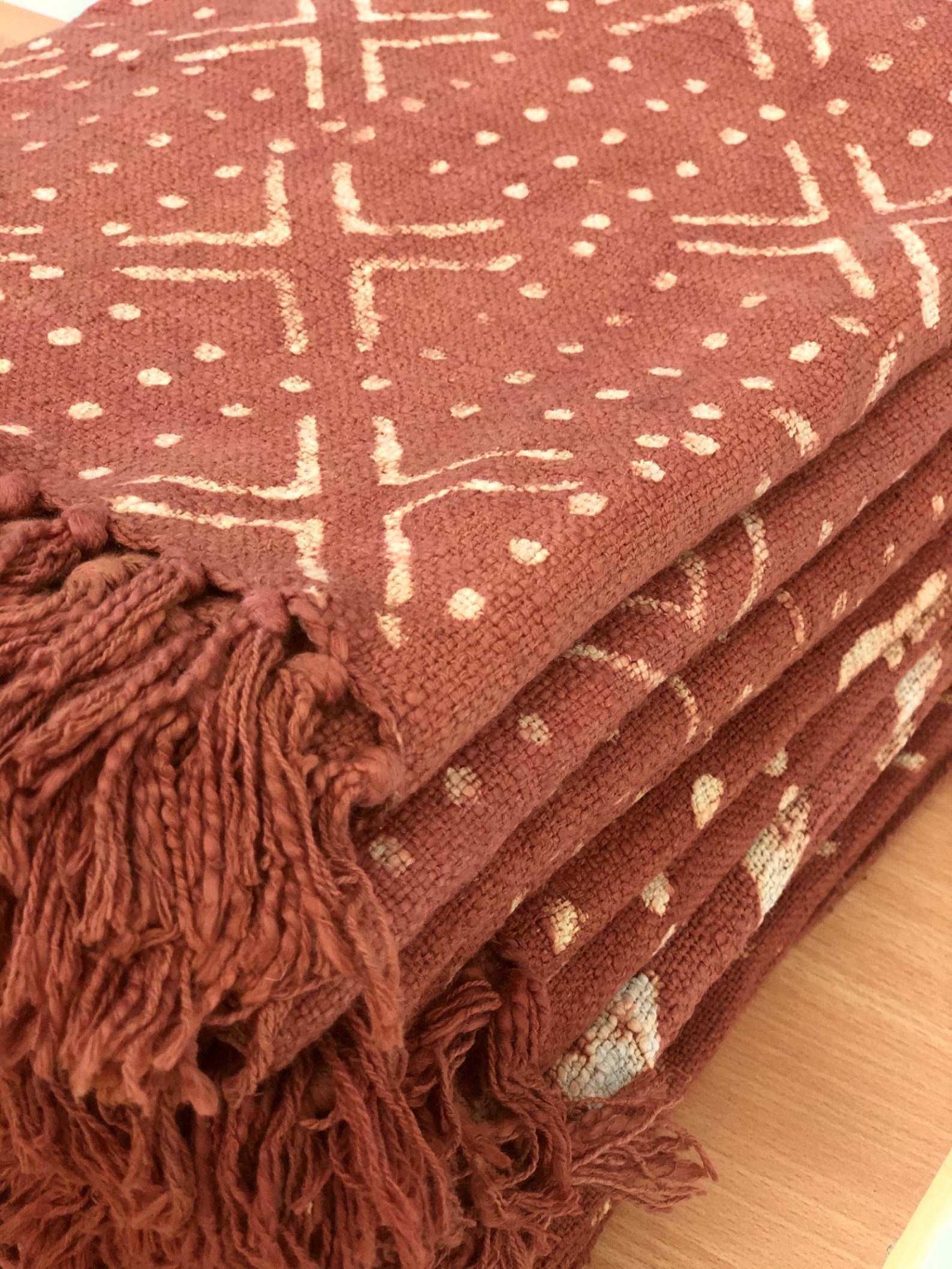 SALE Rust Mudcloth Throw Blankets Set of 5 Handloom / Hand Etsy