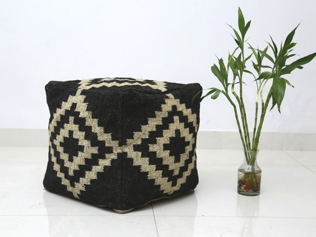 Housse de pouf luxueuse tissée à la main en laine de jute Etsy France