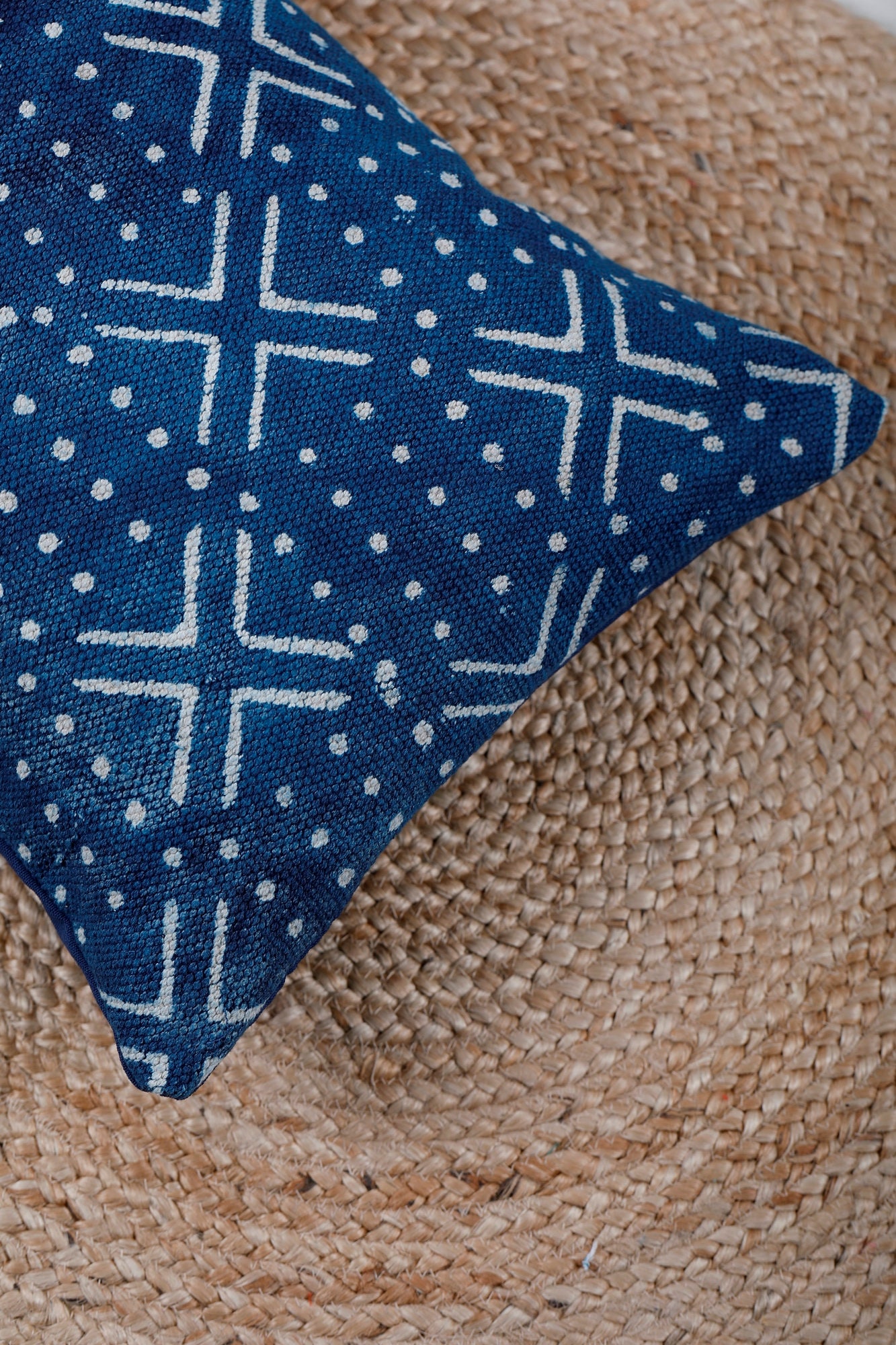 Indigo Mudcloth Throw Pillow Cover Extra Long Lumbar Etsy