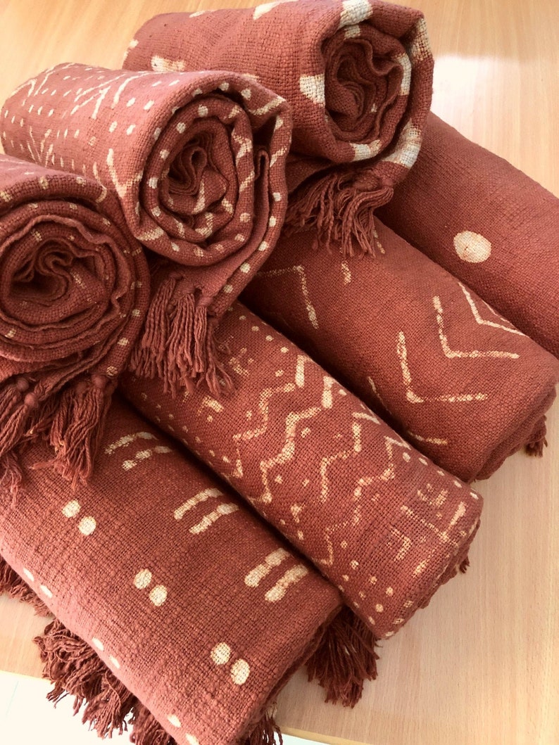 SALE Rust Mudcloth Throw Blankets Set of 5 Handloom / Hand Etsy