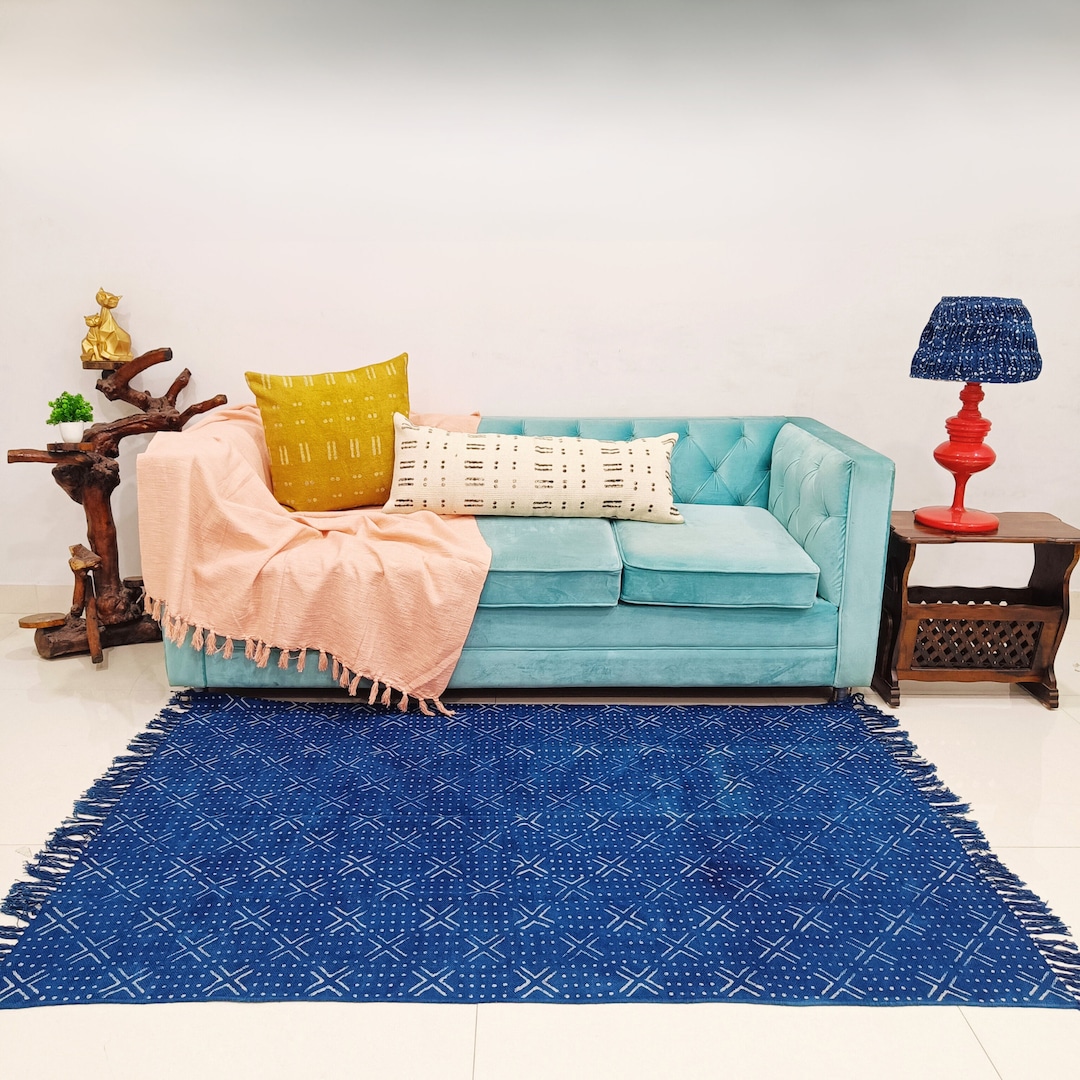 Authentic Nova Pattern Block Print Rug Living Room Decorative Rug Pure ...