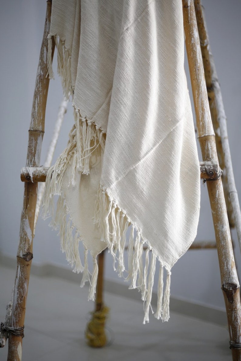 Boho Hand Loomed Cotton Throw 100 Cotton Soft Tassel Blanket Etsy