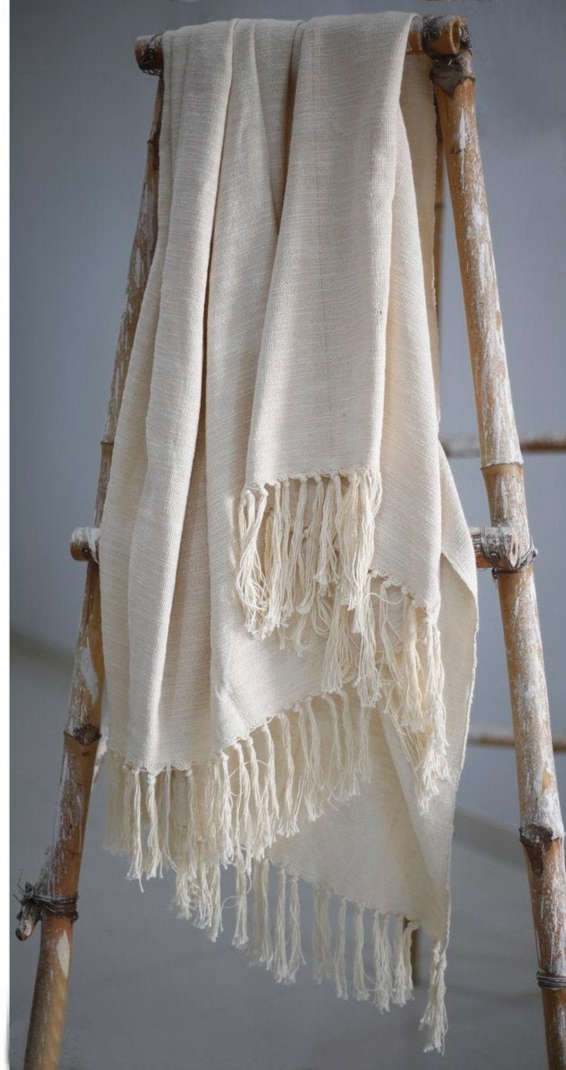 Boho Hand Loomed Cotton Throw 100 Cotton Soft Tassel Blanket Etsy