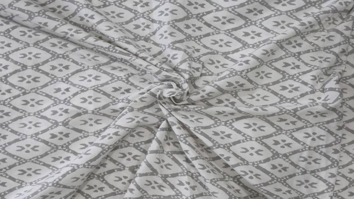 Ikat Block Print Upholstery Fabric by the Yard Thick Canvas Etsy