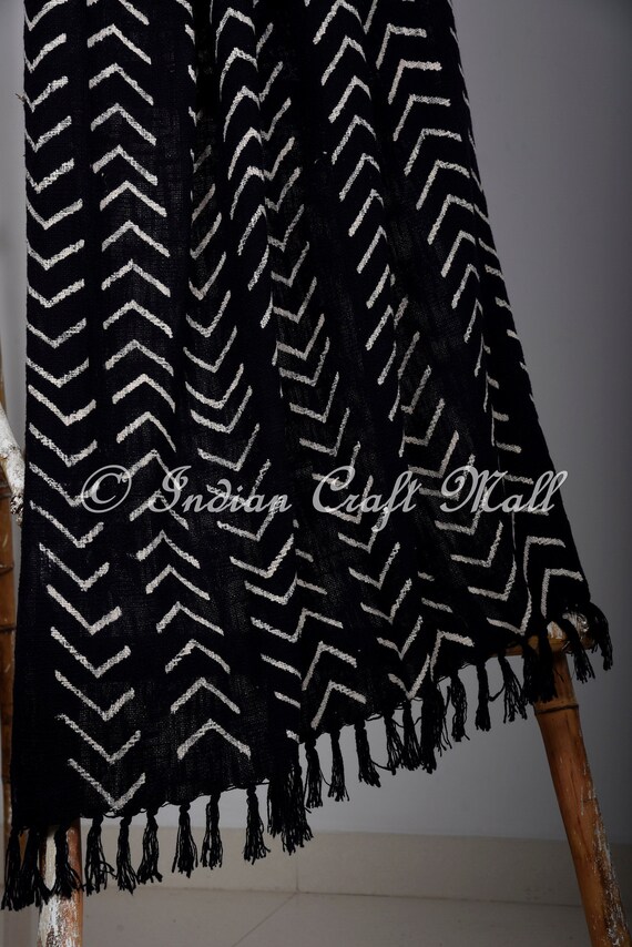 Black and White Throws Mudcloth Bedding Hand Block Print Etsy