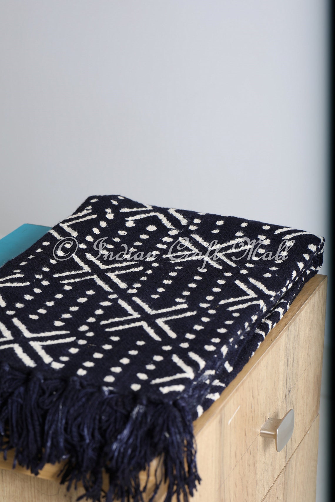 Mudcloth Black and White Throws Bed Linen With Tassels African Etsy