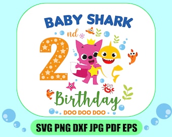 Download Shark 2nd Birthday Svg Boy Birthday Shark Svg Dxf Eps Boy Etsy