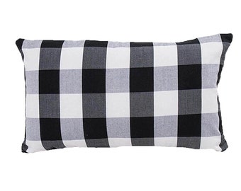 Black and White Buffalo Check Pillow: Farmhouse Plaid Throw Pillow