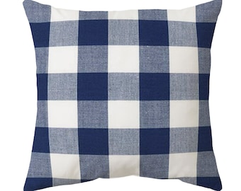 blue buffalo check throw pillows