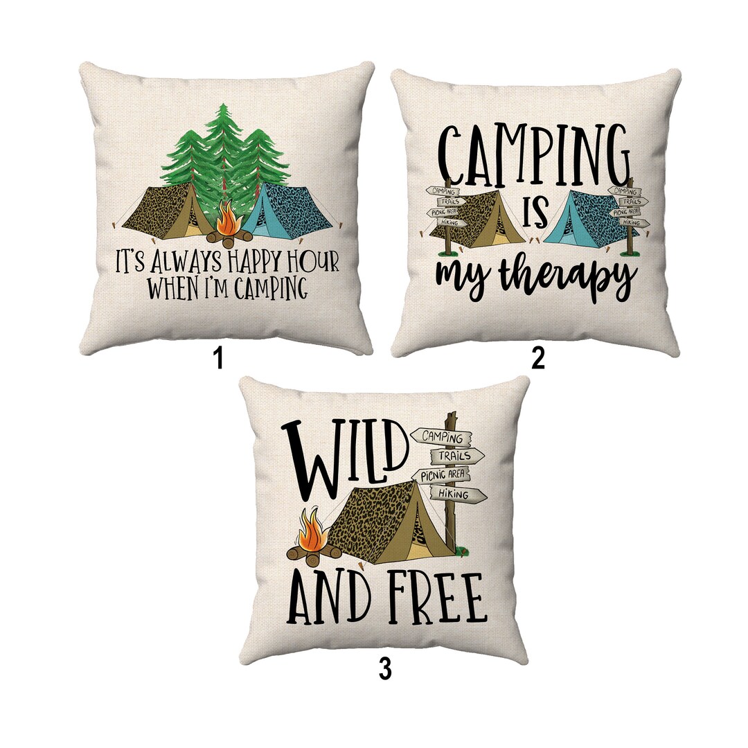 Camping Inspired Pillow - Camping is My Therapy - Wild and Free ...
