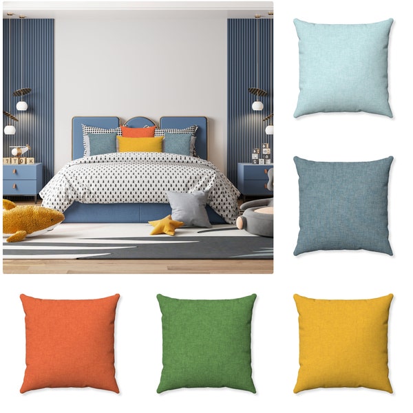 Jackson Solid Color Pillows - Cotton Fabric - Multiple Colors - Holiday Accent Pillows - Kids Room Decor - Decorative Throw Pillow