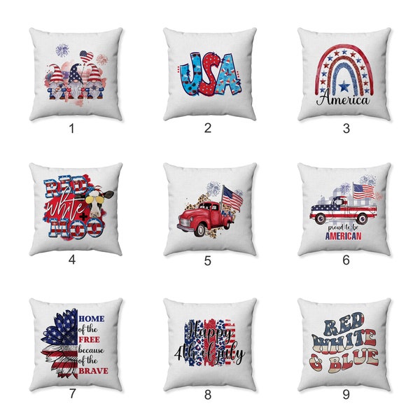 Retro Patriotic Pillow - Patriotic Home Decor - God Bless America - Memorial Day - Happy 4th of July Decor - Distressed - Throw Pillow Cover