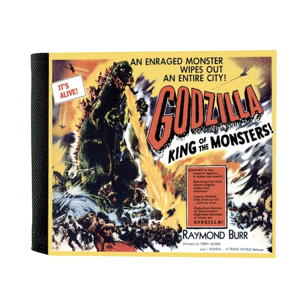 1956 Godzilla Movie Poster Bi-Fold Nylon Wallet - Nylon Wallet - 1954 Godzilla King of the Monsters  - Retro Cinema Wallet - Gift for Dad