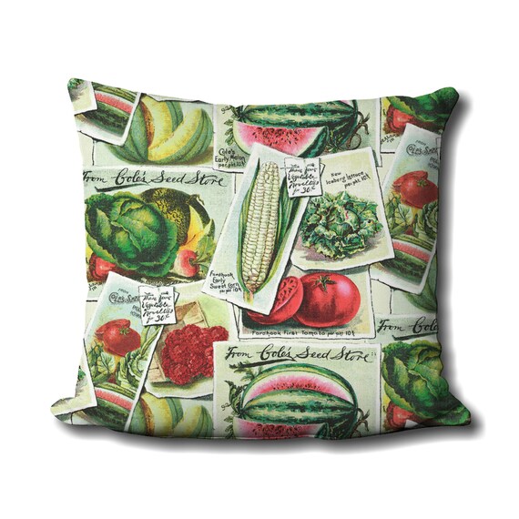 Fruit and Vegetables Pillow Seed Packets Print Gardening | Etsy