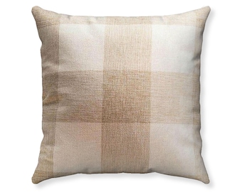 Ecru Buffalo Check Plaid Pillow Cover • Farmhouse Home Decor • 20X20 Inch • 18X18 Inch • Farmhouse Inspired Plaid Throw Pillow Cover