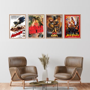 Godzilla Movie Poster Art Print: Kaiju Film, Home Theater Decor