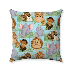 Jungle Babies Pillow - Baby&#39;s Room Decor - Wilderness Decor - Nursery Print - Jungle Animals Pillow Cover - Throw Pillow