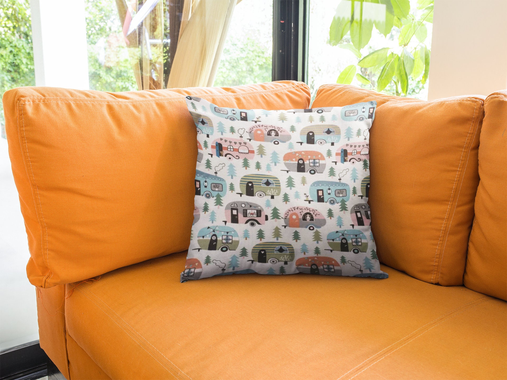 Happy Campers Pillow Vintage RV Campers Pillow Cover Etsy