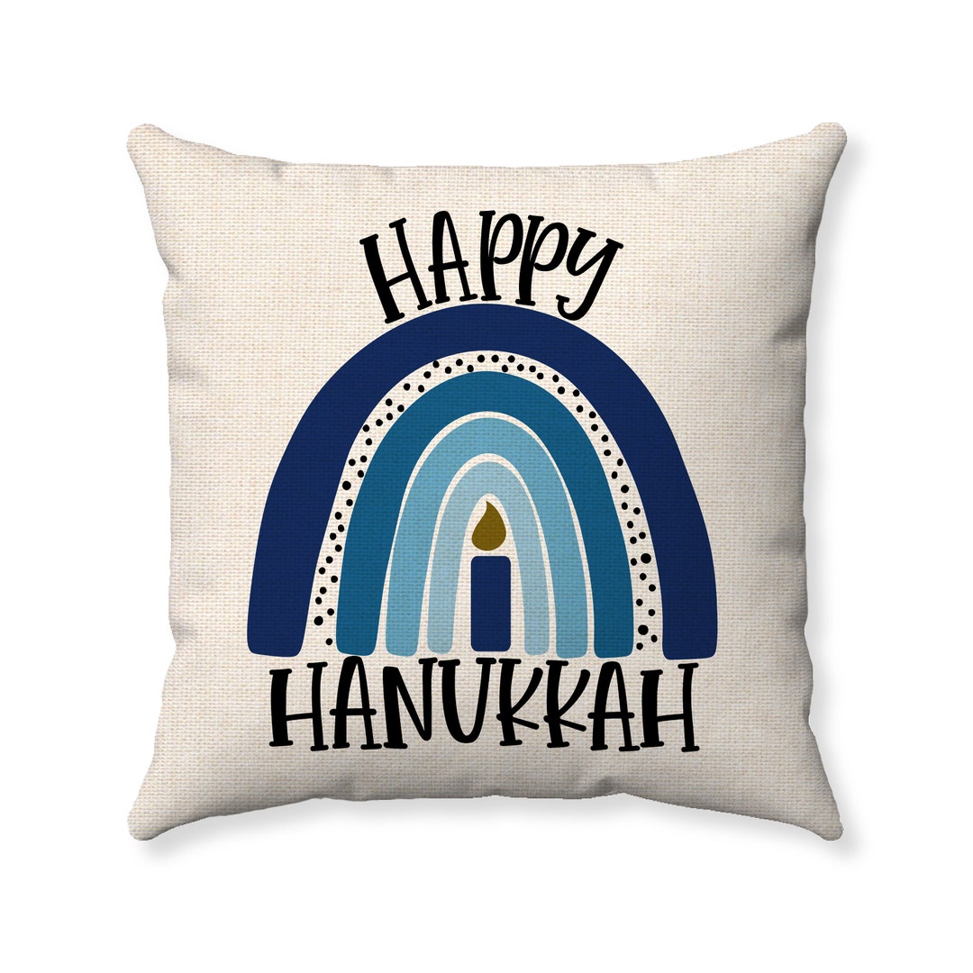 Happy Hanukkah Pillow Festival of Lights Hanukkah Rainbow Etsy