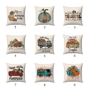 Thanksgiving Pillow - 9 Designs - Autumn Farmhouse Pillow - Fall Home Decor - Fall Accent Pillow - Autumn Harvest - Decorative Throw Pillow