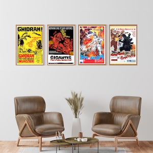 Godzilla Movie Poster Canvas Art Print: Kaiju Home Theater Decor