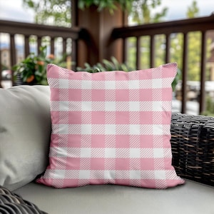 Pastel Pink Plaid Pillows - Windowpane - Buffalo Check - Tartan - Gingham - Easter Plaid Accent Pillow Covers - Spring and Easter Home Decor