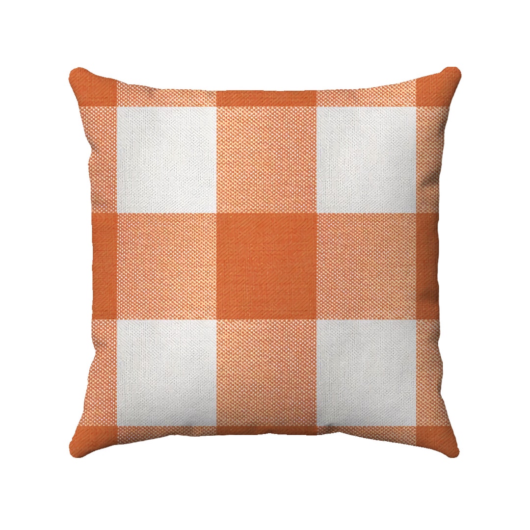 Orange Buffalo Check Plaid Pillow Halloween Plaid Pillow Cover Fall Farmhouse Home Decor Autumn