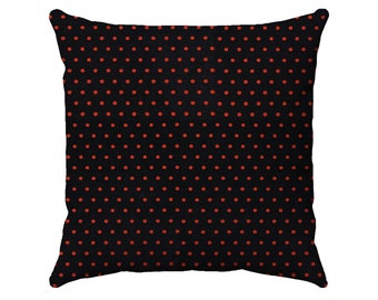 Halloween Polka Dots Pillow - Black With Orange Polka Dot Pillow Cover - Halloween Home Decor - Autumn Decor - Throw Pillow