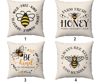 Honey Bee Throw Pillow Cover: Summer Inspirational Decor