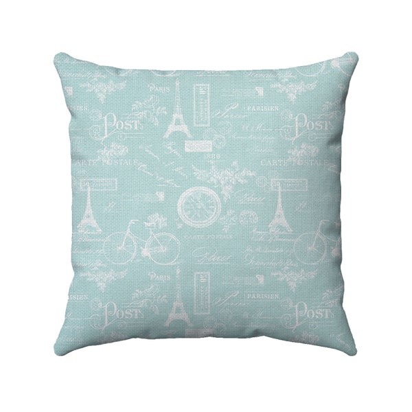 French Stamp Pattern Pillow - Premier Prints Paris Canal - Elements of Paris -Decorative Pillow - Cotton Twill Fabric - Throw Pillow Cover