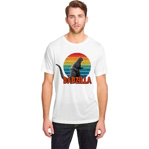 Dadzilla Sports T Shirt - Godzilla T-Shirt for Dad - White Moisture Wicking T-Shirt - Fathers Day Gifts - Godzilla Tee