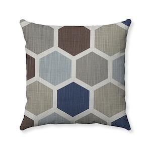 Hexagon Pillow Cover - Premier Prints Hexagon Royal Blue Slub Canvas - Geometric Pillow - Mid-Century Modern - Honeycomb - Pillow Cover